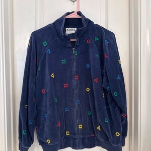 Ariel vintage Women’s Blue Puffer Jacket with Geometric Pattern and Casual Fit